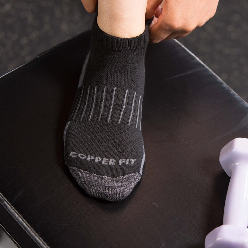 Copper Fit Unisex Copper Infused No Show Socks - 3 Pack , Large/X-Large, Black - Image 5